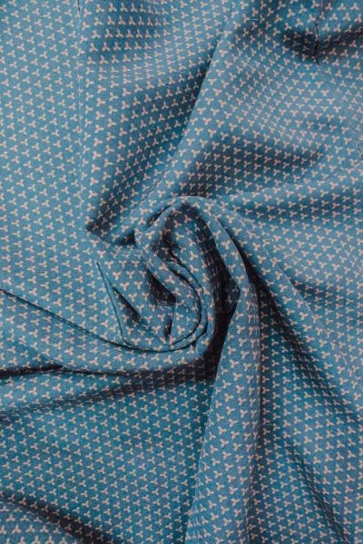 Photo12: O0711O Vintage Japanese kimono  Grayish Light Blue KOMON dyed for women / Silk. Geometrical pattern   (Grade B) (12)