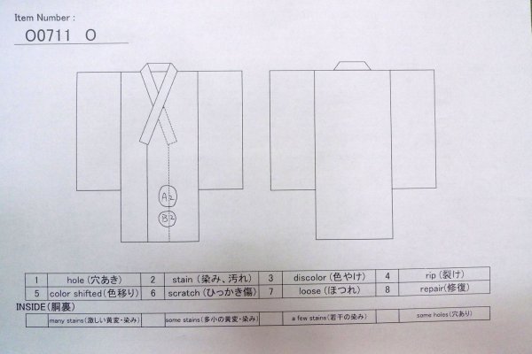Photo13: O0711O Vintage Japanese kimono  Grayish Light Blue KOMON dyed for women / Silk. Geometrical pattern   (Grade B) (13)
