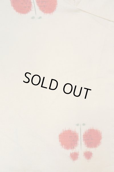 Photo3: O0711P Vintage Japanese kimono   Off White TSUMUGI pongee for women / Silk. Butterfly   (Grade C) (3)