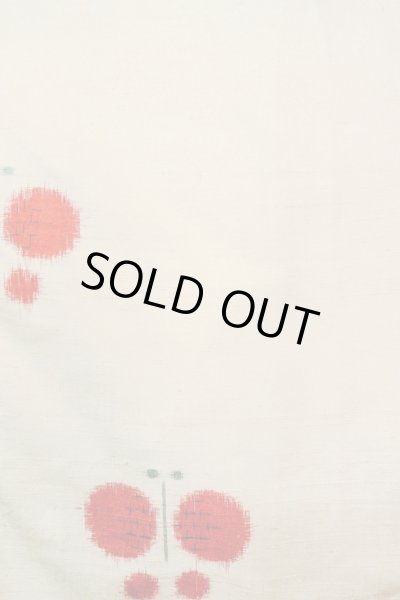Photo4: O0711P Vintage Japanese kimono   Off White TSUMUGI pongee for women / Silk. Butterfly   (Grade C) (4)