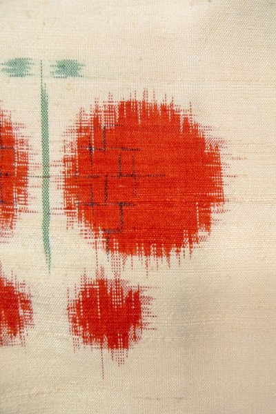 Photo6: O0711P Vintage Japanese kimono   Off White TSUMUGI pongee for women / Silk. Butterfly   (Grade C) (6)