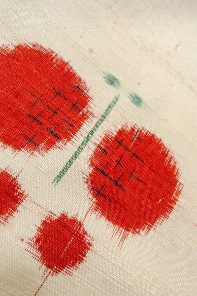 Photo9: O0711P Vintage Japanese kimono   Off White TSUMUGI pongee for women / Silk. Butterfly   (Grade C) (9)