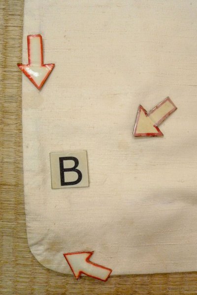 Photo15: O0711P Vintage Japanese kimono   Off White TSUMUGI pongee for women / Silk. Butterfly   (Grade C) (15)