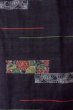 Photo4: O0711R Used Japanese kimono   Black TSUMUGI pongee for women / Silk. Flower,   (Grade B) (4)
