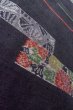 Photo9: O0711R Used Japanese kimono   Black TSUMUGI pongee for women / Silk. Flower,   (Grade B) (9)