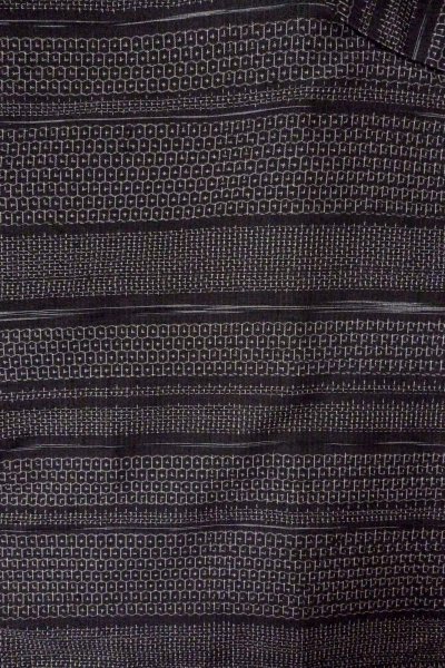 Photo3: O0711T Used Japanese kimono   Black TSUMUGI pongee for women / Silk. Tortoise-shell pattern(Hexagonal pattern),   (Grade A) (3)