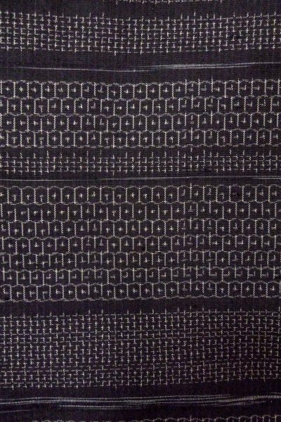 Photo5: O0711T Used Japanese kimono   Black TSUMUGI pongee for women / Silk. Tortoise-shell pattern(Hexagonal pattern),   (Grade A) (5)