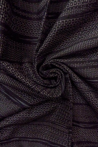 Photo11: O0711T Used Japanese kimono   Black TSUMUGI pongee for women / Silk. Tortoise-shell pattern(Hexagonal pattern),   (Grade A) (11)