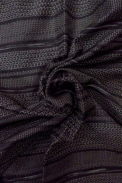 Photo12: O0711T Used Japanese kimono   Black TSUMUGI pongee for women / Silk. Tortoise-shell pattern(Hexagonal pattern),   (Grade A) (12)