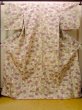 Photo1: O0711U Used Japanese kimono   Off White TSUMUGI pongee for women / Silk. Flower,   (Grade B) (1)