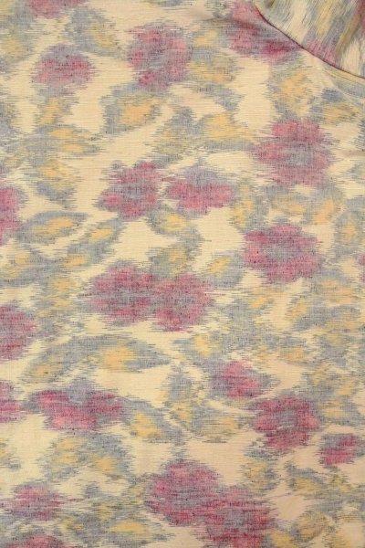 Photo3: O0711U Used Japanese kimono   Off White TSUMUGI pongee for women / Silk. Flower,   (Grade B) (3)