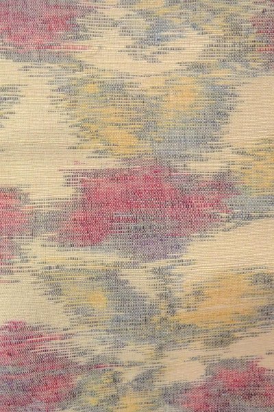 Photo6: O0711U Used Japanese kimono   Off White TSUMUGI pongee for women / Silk. Flower,   (Grade B) (6)