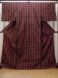 Photo1: O0711V Vintage Japanese kimono   Black OSHIMA-TSUMUGI for women / Silk. Plaid Checks,   (Grade A) (1)