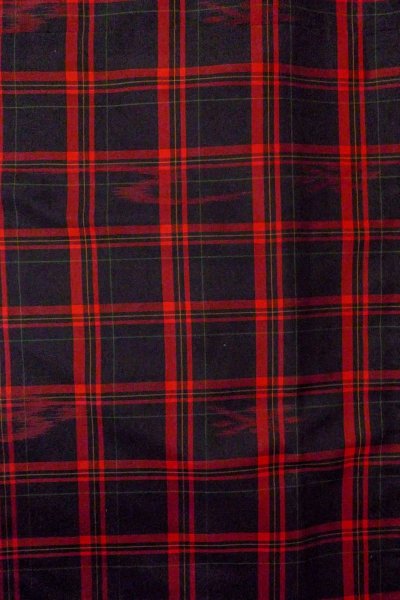 Photo4: O0711V Vintage Japanese kimono   Black OSHIMA-TSUMUGI for women / Silk. Plaid Checks,   (Grade A) (4)