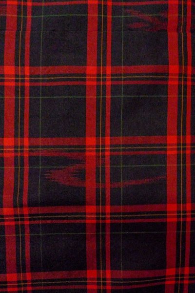 Photo5: O0711V Vintage Japanese kimono   Black OSHIMA-TSUMUGI for women / Silk. Plaid Checks,   (Grade A) (5)