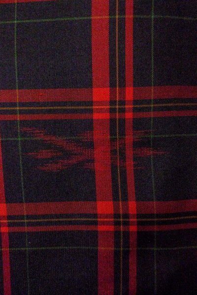 Photo7: O0711V Vintage Japanese kimono   Black OSHIMA-TSUMUGI for women / Silk. Plaid Checks,   (Grade A) (7)