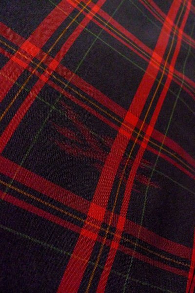 Photo9: O0711V Vintage Japanese kimono   Black OSHIMA-TSUMUGI for women / Silk. Plaid Checks,   (Grade A) (9)