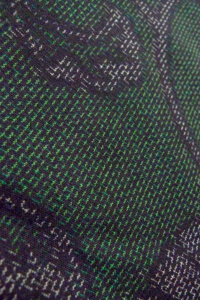 Photo11: O0711W Vintage Japanese kimono  Dark Green TSUMUGI pongee for women / Silk. Chinese flower,   (Grade A) (11)