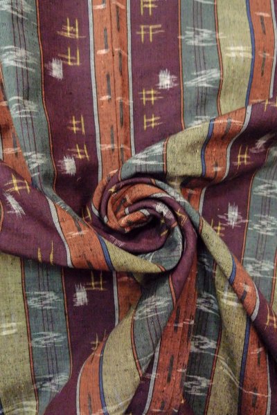 Photo11: O0711X Used Japanese kimono  Dark Multi Color TSUMUGI pongee for women / Silk. Bird,   (Grade B) (11)