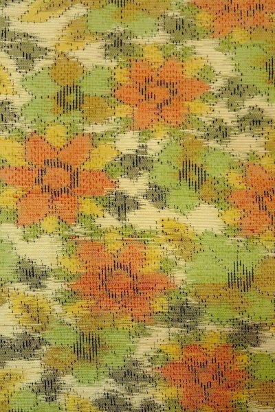 Photo5: O0711Y Used Japanese kimono  Pale Off White TOKAMACHI-TSUMUGI for women / Silk. Flower   (Grade A) (5)