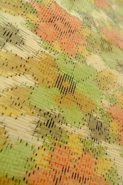 Photo9: O0711Y Used Japanese kimono  Pale Off White TOKAMACHI-TSUMUGI for women / Silk. Flower   (Grade A) (9)