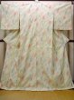 Photo1: O0711Z Used Japanese kimono  Pale Multi Color TSUMUGI pongee for women / Silk. Geometrical pattern   (Grade B) (1)