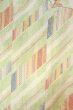 Photo3: O0711Z Used Japanese kimono  Pale Multi Color TSUMUGI pongee for women / Silk. Geometrical pattern   (Grade B) (3)