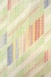 Photo7: O0711Z Used Japanese kimono  Pale Multi Color TSUMUGI pongee for women / Silk. Geometrical pattern   (Grade B) (7)
