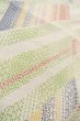 Photo9: O0711Z Used Japanese kimono  Pale Multi Color TSUMUGI pongee for women / Silk. Geometrical pattern   (Grade B) (9)