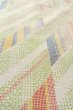 Photo10: O0711Z Used Japanese kimono  Pale Multi Color TSUMUGI pongee for women / Silk. Geometrical pattern   (Grade B) (10)