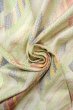 Photo11: O0711Z Used Japanese kimono  Pale Multi Color TSUMUGI pongee for women / Silk. Geometrical pattern   (Grade B) (11)