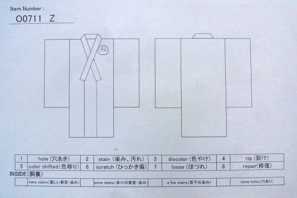 Photo13: O0711Z Used Japanese kimono  Pale Multi Color TSUMUGI pongee for women / Silk. Geometrical pattern   (Grade B) (13)