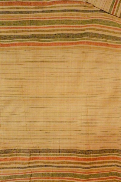 Photo3: O0712A Vintage Japanese kimono   Beige TSUMUGI pongee for women / Silk. Line More damages.  (Grade D) (3)