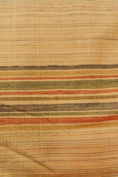 Photo6: O0712A Vintage Japanese kimono   Beige TSUMUGI pongee for women / Silk. Line More damages.  (Grade D) (6)