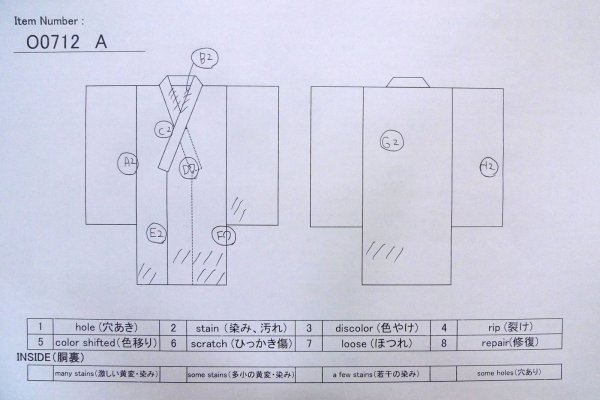 Photo10: O0712A Vintage Japanese kimono   Beige TSUMUGI pongee for women / Silk. Line More damages.  (Grade D) (10)