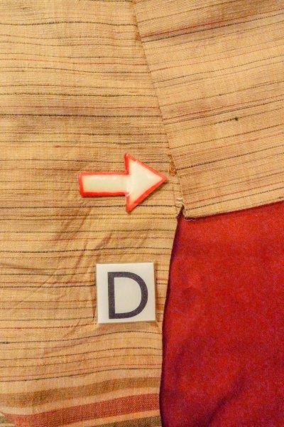 Photo14: O0712A Vintage Japanese kimono   Beige TSUMUGI pongee for women / Silk. Line More damages.  (Grade D) (14)