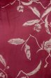 Photo3: O0712B Antique Japanese kimono  Dark Dark Red ORI woven for women / Silk. Flower   (Grade C) (3)