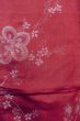 Photo4: O0712C Antique Japanese kimono   Dark Red ORI woven for women / Silk. Flower,   (Grade C) (4)
