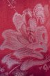 Photo5: O0712C Antique Japanese kimono   Dark Red ORI woven for women / Silk. Flower,   (Grade C) (5)