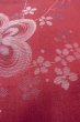 Photo9: O0712C Antique Japanese kimono   Dark Red ORI woven for women / Silk. Flower,   (Grade C) (9)