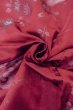 Photo11: O0712C Antique Japanese kimono   Dark Red ORI woven for women / Silk. Flower,   (Grade C) (11)