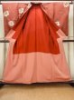 Photo2: O0712D Antique Japanese kimono   Coral ORI woven for women / Silk. Flower   (Grade B) (2)