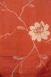Photo4: O0712D Antique Japanese kimono   Coral ORI woven for women / Silk. Flower   (Grade B) (4)