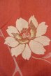 Photo5: O0712D Antique Japanese kimono   Coral ORI woven for women / Silk. Flower   (Grade B) (5)