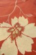 Photo10: O0712D Antique Japanese kimono   Coral ORI woven for women / Silk. Flower   (Grade B) (10)