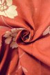 Photo12: O0712D Antique Japanese kimono   Coral ORI woven for women / Silk. Flower   (Grade B) (12)