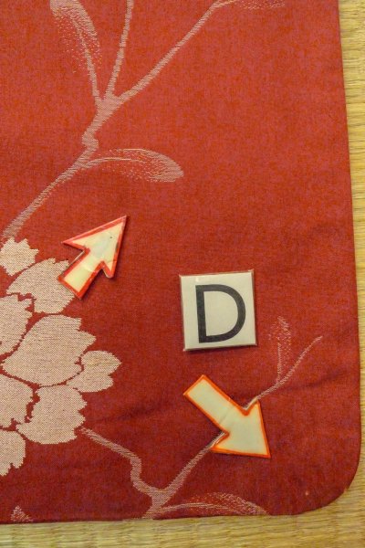 Photo17: O0712D Antique Japanese kimono   Coral ORI woven for women / Silk. Flower   (Grade B) (17)