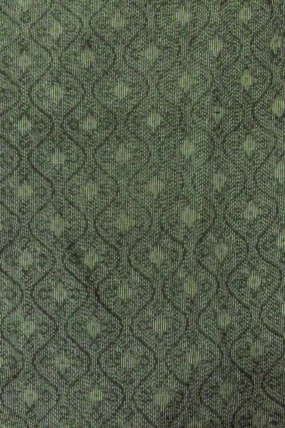 Photo3: O0718A Vintage Japanese kimono  Dark Green TSUMUGI pongee for women / Silk. Curved lines,   (Grade B) (3)