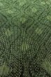 Photo6: O0718A Vintage Japanese kimono  Dark Green TSUMUGI pongee for women / Silk. Curved lines,   (Grade B) (6)