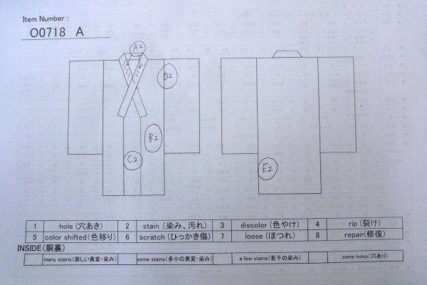 Photo8: O0718A Vintage Japanese kimono  Dark Green TSUMUGI pongee for women / Silk. Curved lines,   (Grade B) (8)